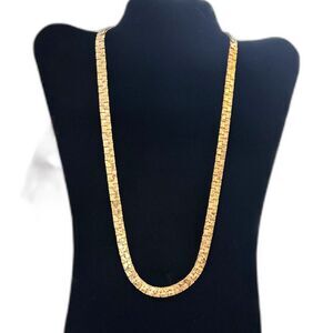 VTG Brutalist Panel Necklace Mixed Metal Mosaic Gold Tone 30" Statement Necklace